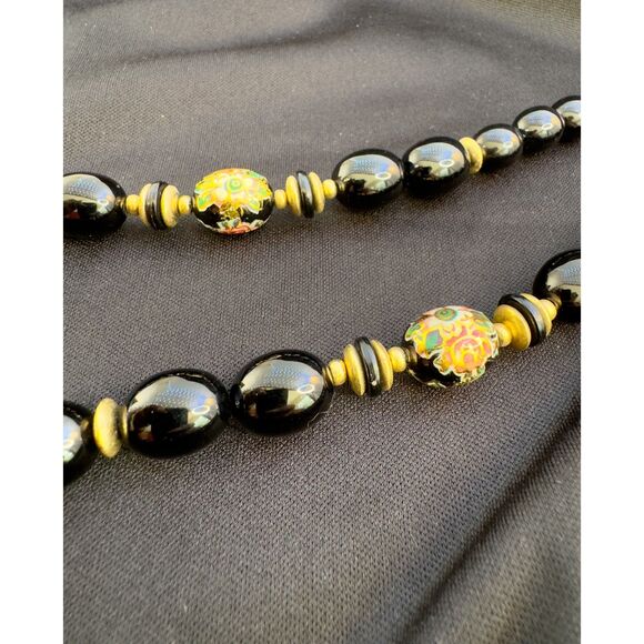 Vintage Japan Floral Cloisonne Enamel w/Gold gilt Neklace - Picture 2 of 5